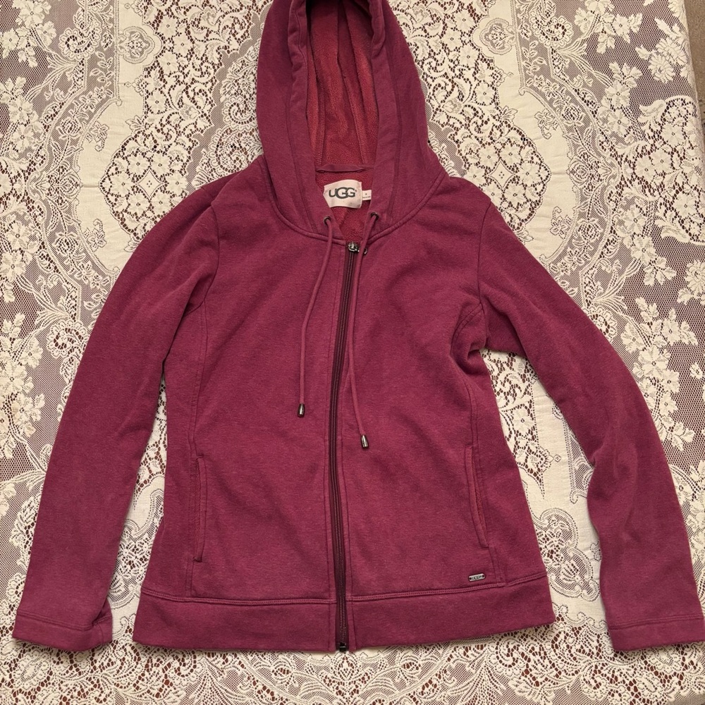 burgundy ugg zip up hoodie
